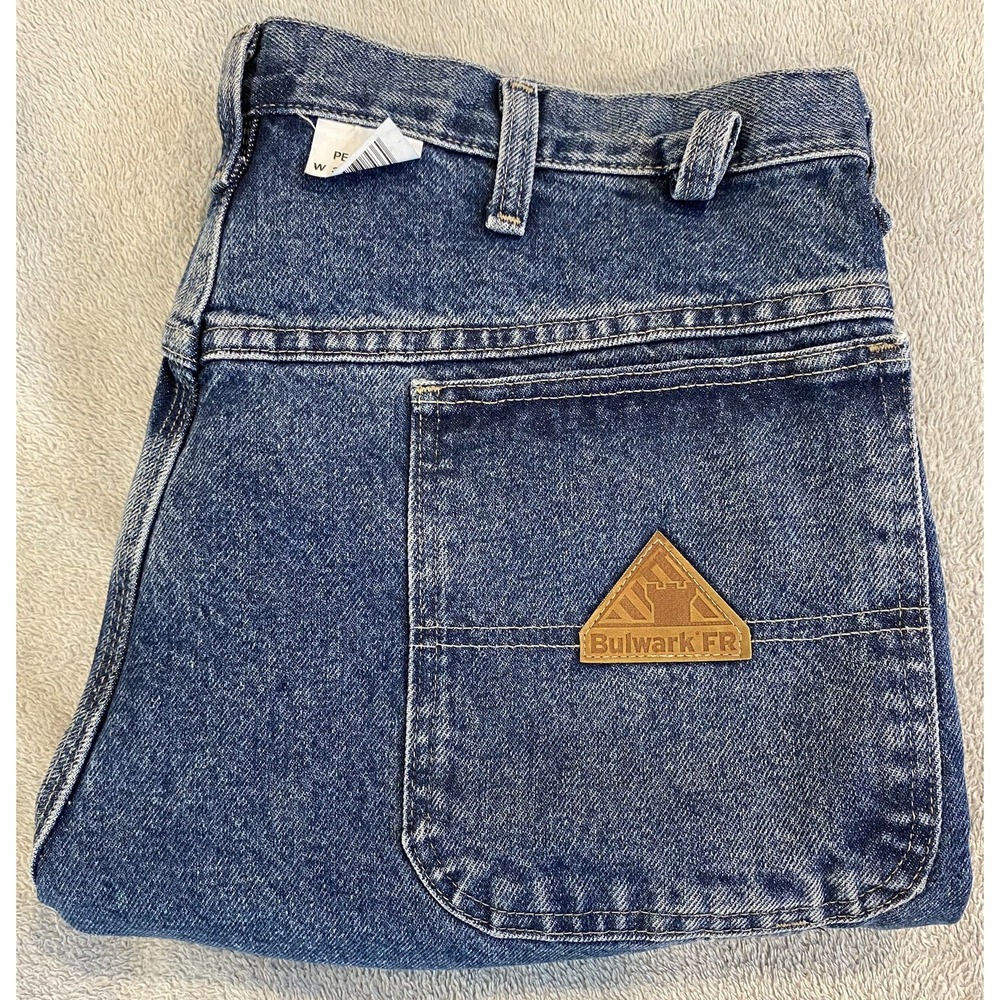 Men's Bulwark FR Jeans Pants Flame Resistant Carpenter 35x31 Denim Wear Blue